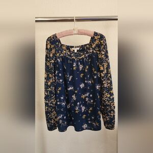 Lauren Conrad XXL Floral Paisley Blue Women's Blouse